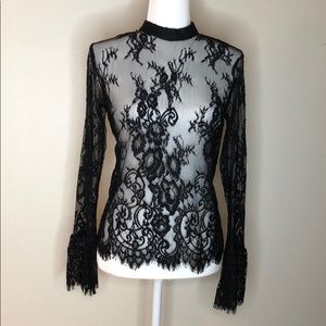 Black Sheer Lace Top 🔥